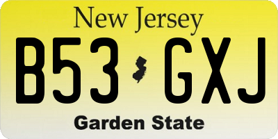 NJ license plate B53GXJ