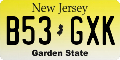 NJ license plate B53GXK