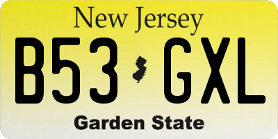 NJ license plate B53GXL
