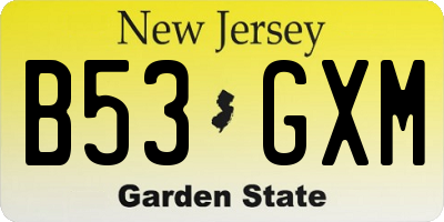 NJ license plate B53GXM