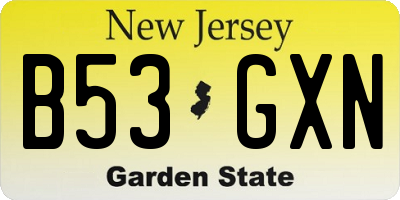 NJ license plate B53GXN