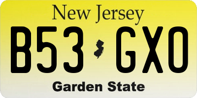 NJ license plate B53GXO