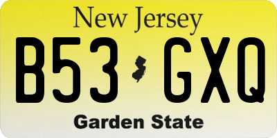NJ license plate B53GXQ