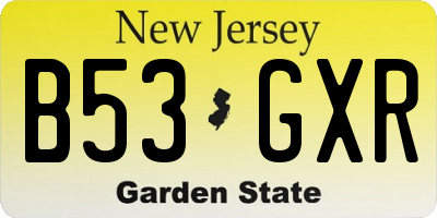NJ license plate B53GXR