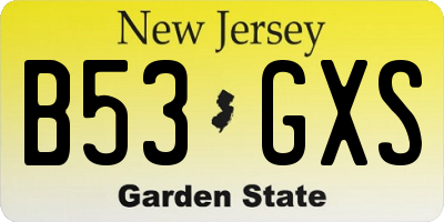 NJ license plate B53GXS