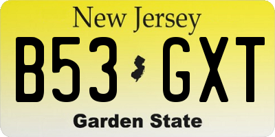 NJ license plate B53GXT