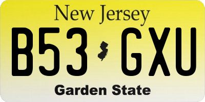 NJ license plate B53GXU