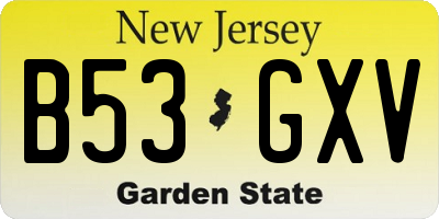 NJ license plate B53GXV