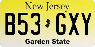 NJ license plate B53GXY