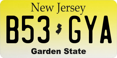 NJ license plate B53GYA