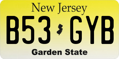 NJ license plate B53GYB