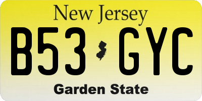 NJ license plate B53GYC