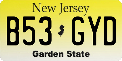 NJ license plate B53GYD