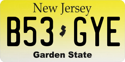 NJ license plate B53GYE