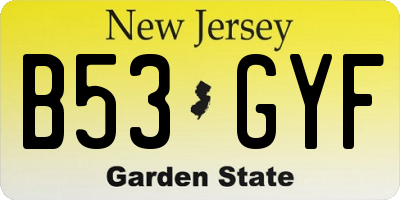 NJ license plate B53GYF