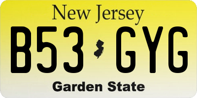 NJ license plate B53GYG