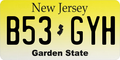NJ license plate B53GYH