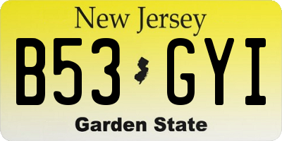 NJ license plate B53GYI