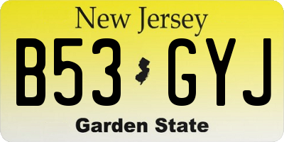 NJ license plate B53GYJ