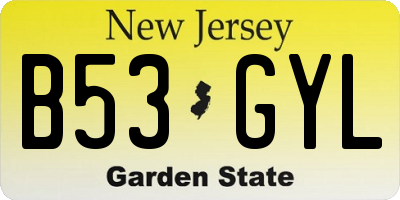 NJ license plate B53GYL