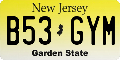 NJ license plate B53GYM