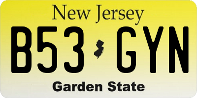 NJ license plate B53GYN