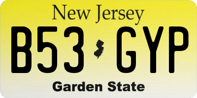 NJ license plate B53GYP