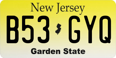 NJ license plate B53GYQ