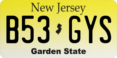NJ license plate B53GYS
