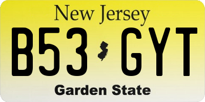 NJ license plate B53GYT