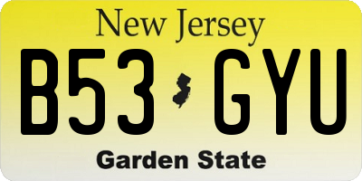 NJ license plate B53GYU