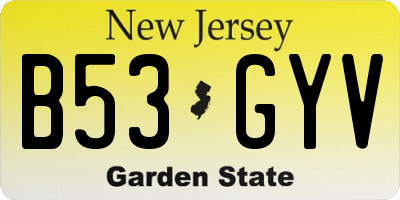 NJ license plate B53GYV