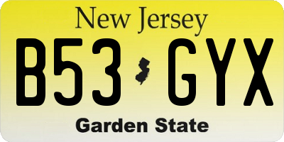 NJ license plate B53GYX