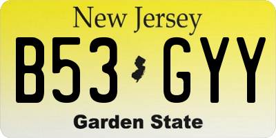 NJ license plate B53GYY