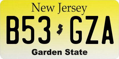 NJ license plate B53GZA