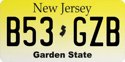 NJ license plate B53GZB