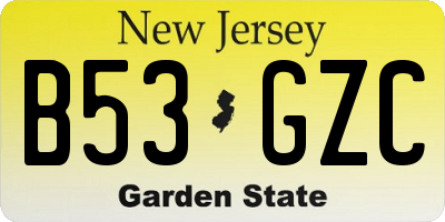 NJ license plate B53GZC