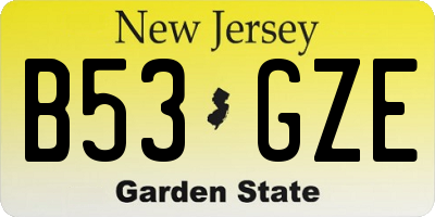NJ license plate B53GZE