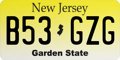 NJ license plate B53GZG