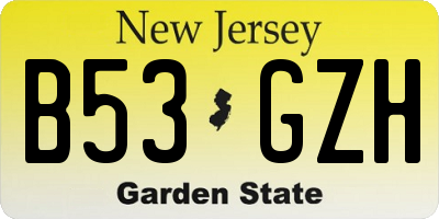 NJ license plate B53GZH
