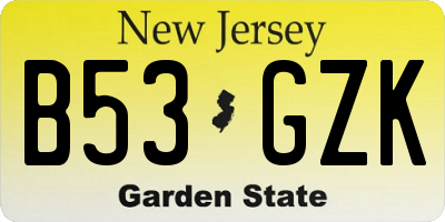 NJ license plate B53GZK