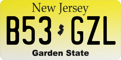 NJ license plate B53GZL