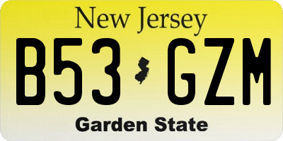 NJ license plate B53GZM