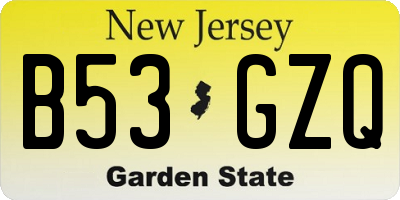 NJ license plate B53GZQ