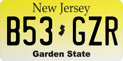 NJ license plate B53GZR