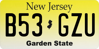 NJ license plate B53GZU