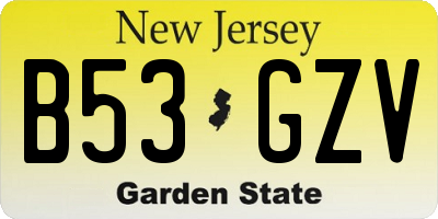 NJ license plate B53GZV