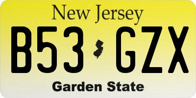 NJ license plate B53GZX