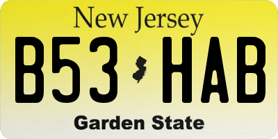 NJ license plate B53HAB