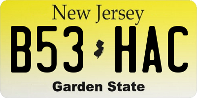 NJ license plate B53HAC